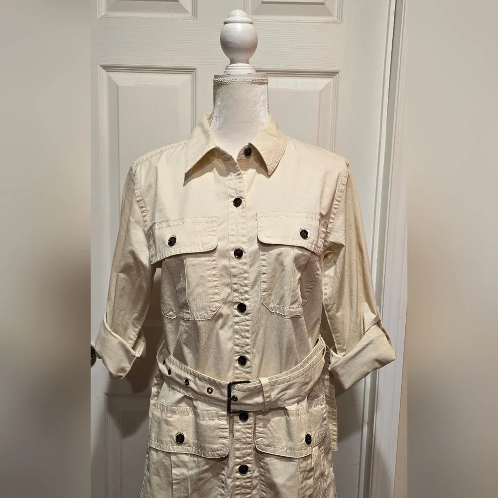Banana Republic Heritage Expedition Cream Belted Dress